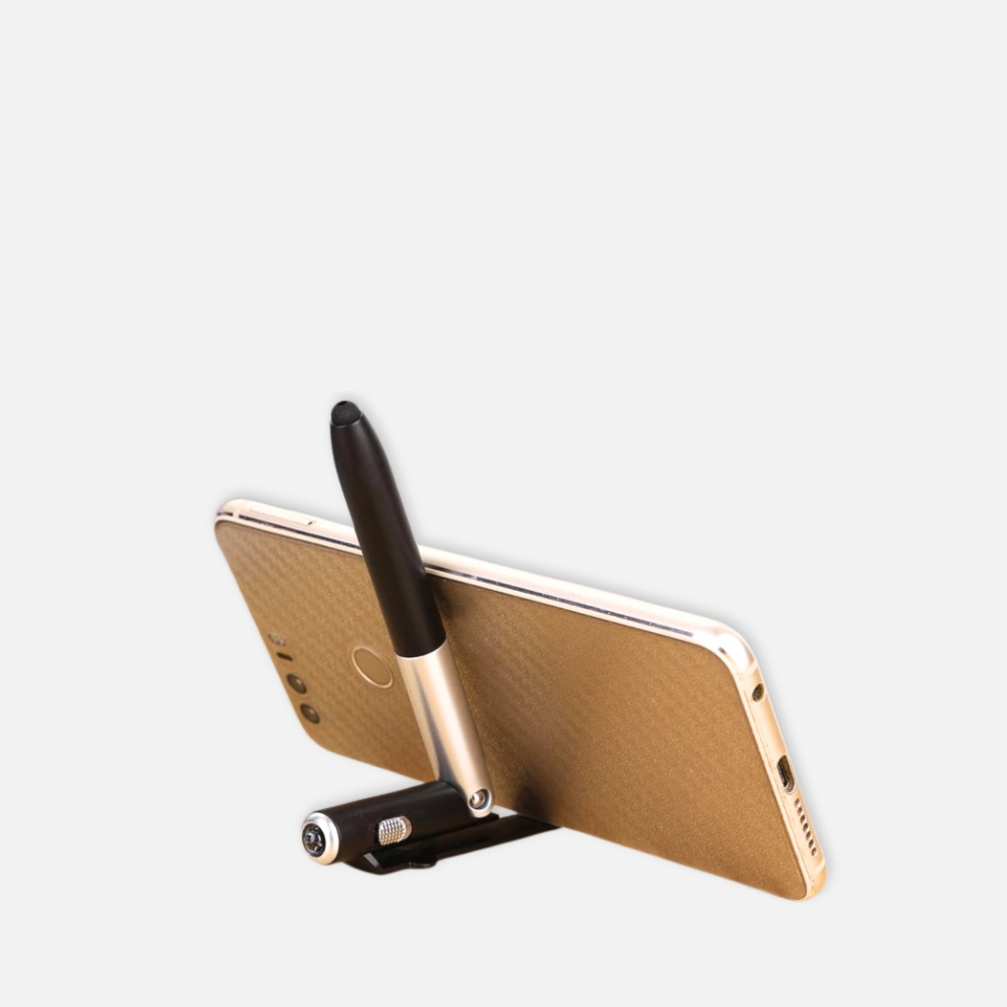 IK BEN AANWEZIG pen gebruikt als handsfree telefoonhouder